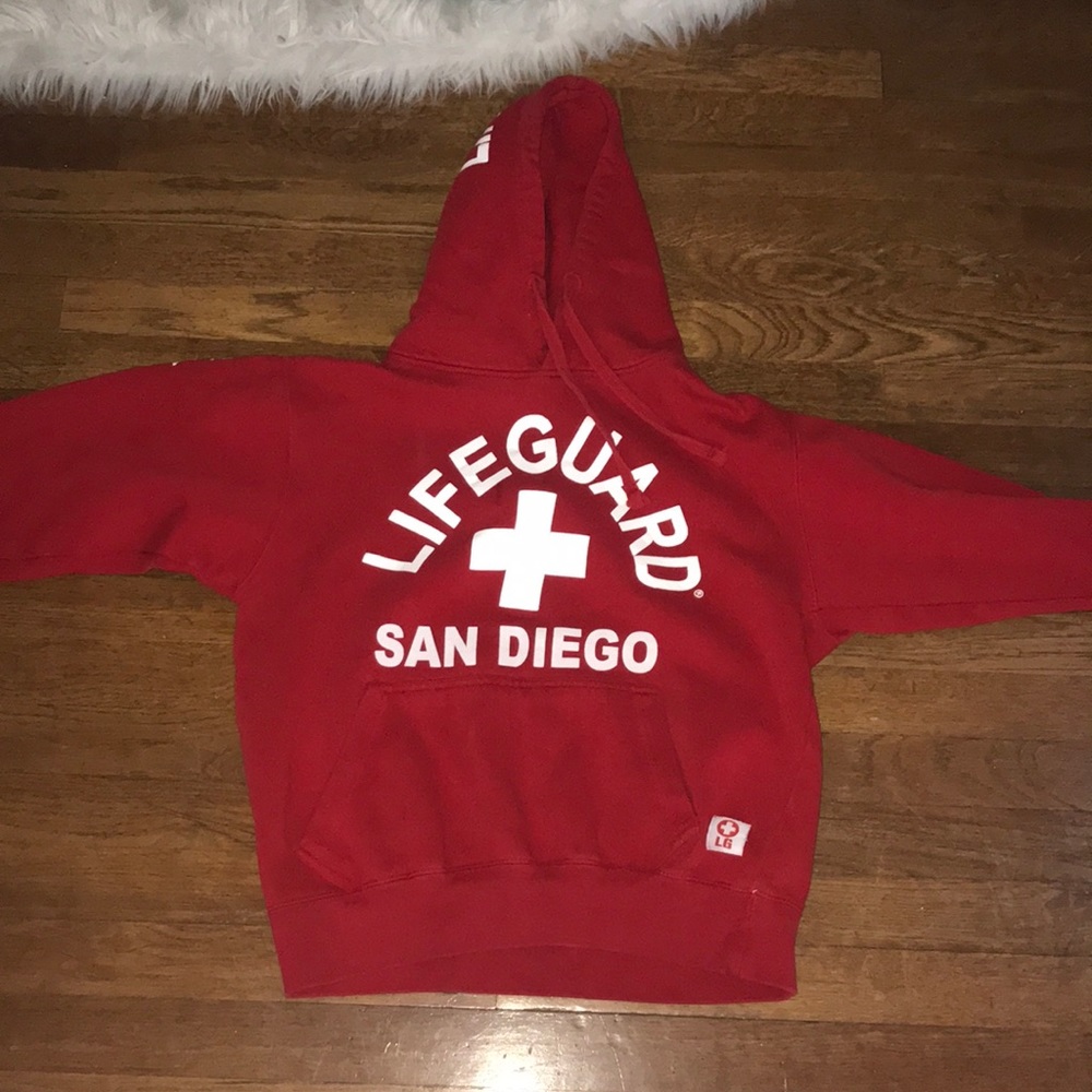 Red lifeguard sweatshirt